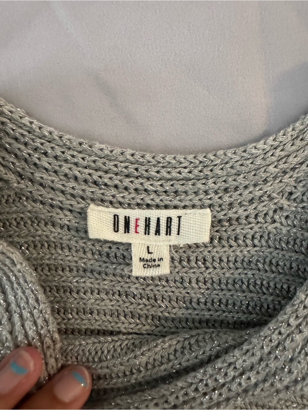 Light Gray Ribbed Knit Sweater - Picture 5 of 6
